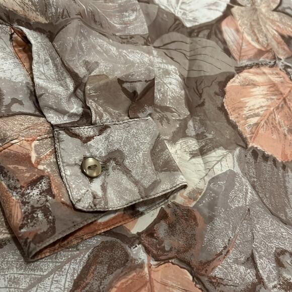 EUC Milano Blouse Top 100% Silk Long Sleeve Fall Leaves Muted Neutrals M Neutral - Picture 8 of 16